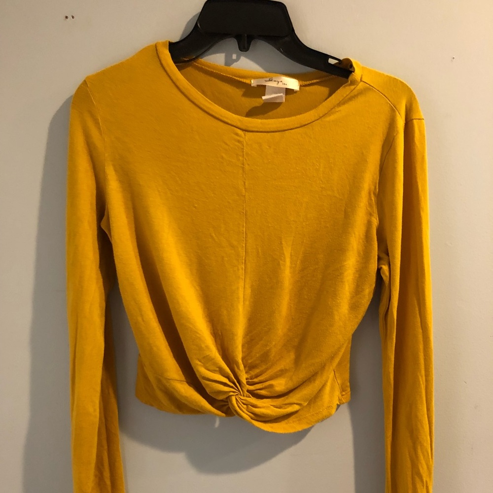 Yellow long sleeve crop top